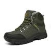 Holfredterse Outdoors Hiking Shoes Plush Men'S Leather Ankle Fur Snow Boots Winter Waterproof Work Boots 6035 Black/Grey/Green