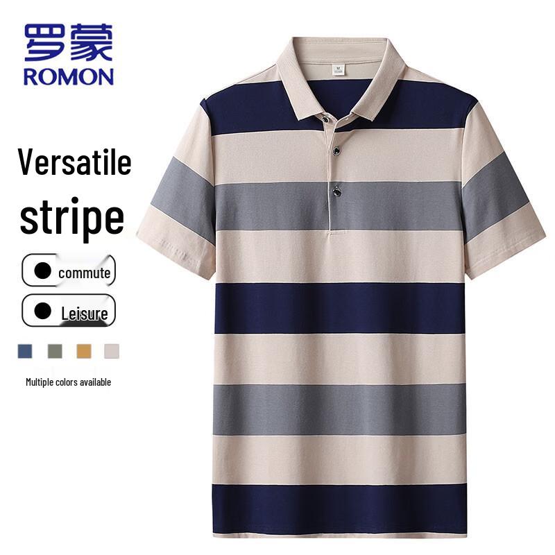 ROMON Men s Striped Short-Sleeve Polo Shirt 2XL
