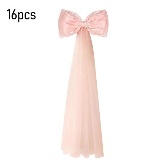 16Pcs/Set Large Bow Kit Giant Pink White Bow with Mini Bows DIY Satin Tulle Bow Wedding Bridal Baby Shower Birthday Party Wall Hanging