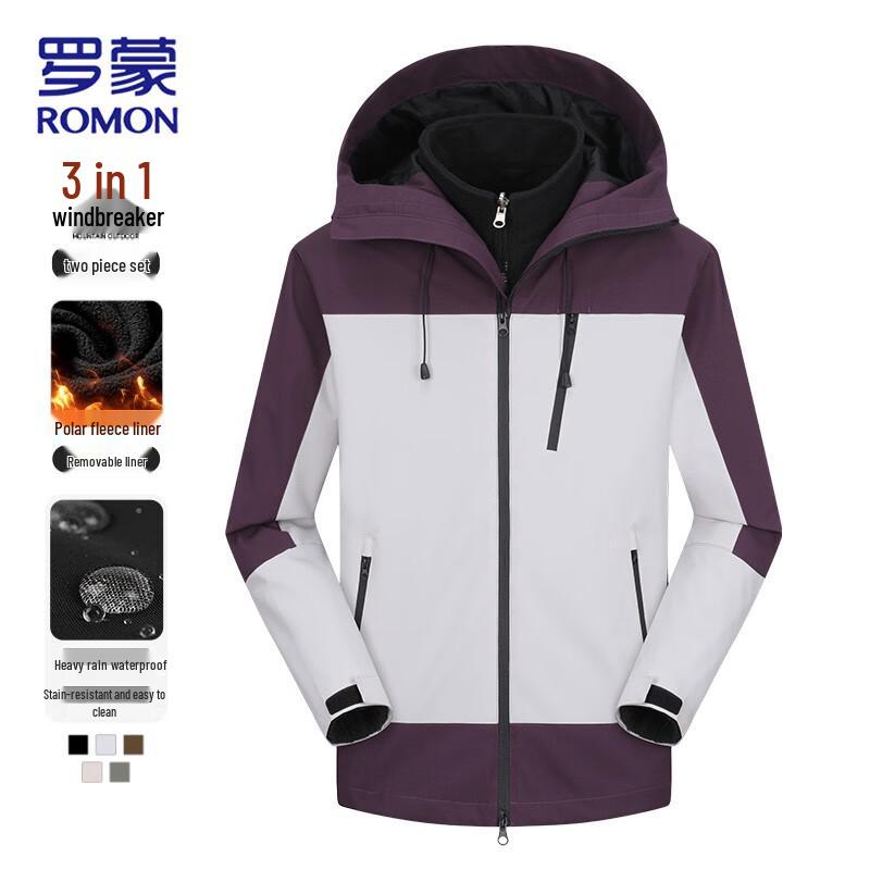 Romon Men's 3-in-1 Outdoor Windproof Fleece Lined Jacket