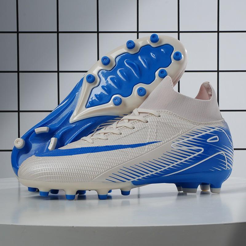High-Cut Football Cleats Men Women Flyknit Upper Rubber Sole Suitable Turf Indoor Outdoor Fields