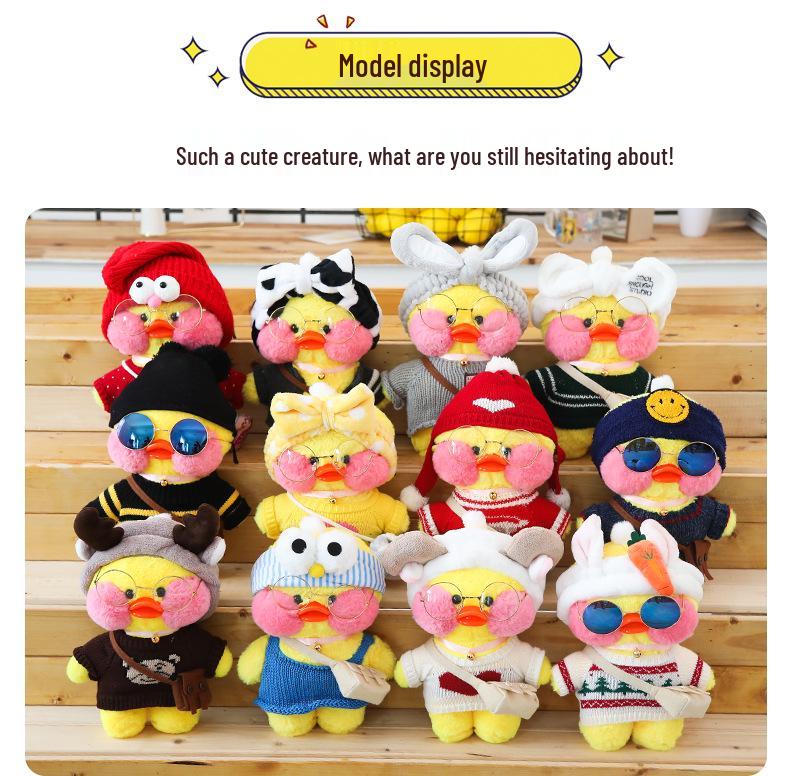 Hyaluronic Acid Duck Plush Toy with Changeable Clothes - Internet Celebrity Little Yellow Duck Doll