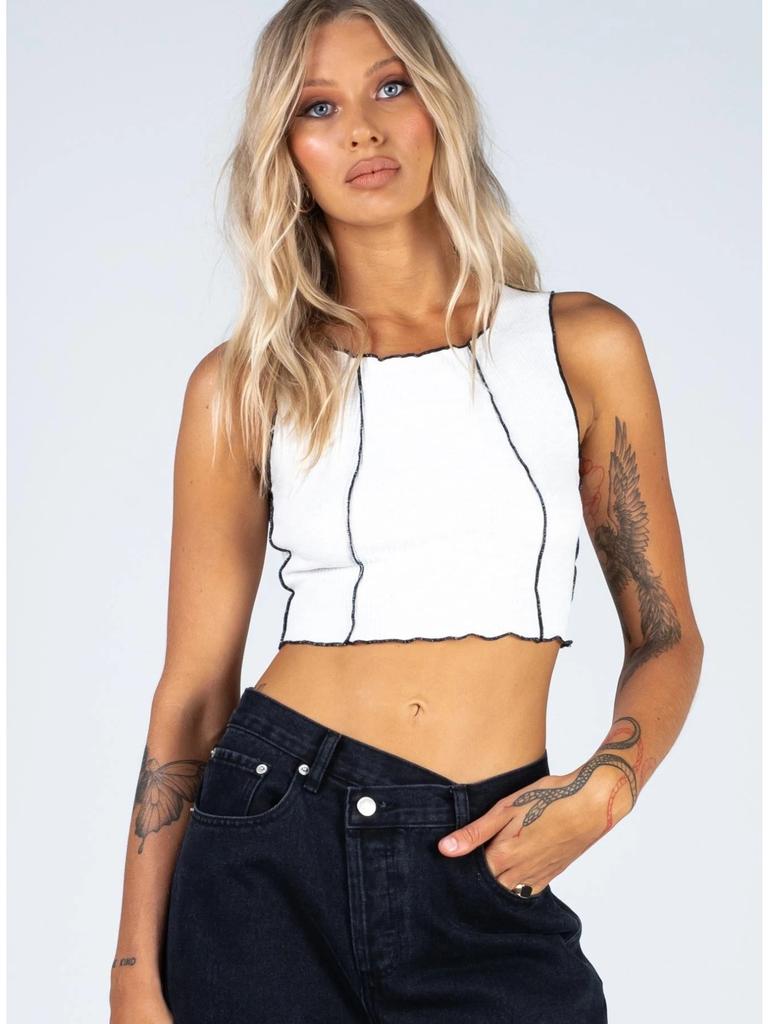 Ležérní tílko Halter Crop Tops Ženy Léto Camis Kontrastní barva Košilka Módní Trubka Dámská zkrácená vesta bez rukávů