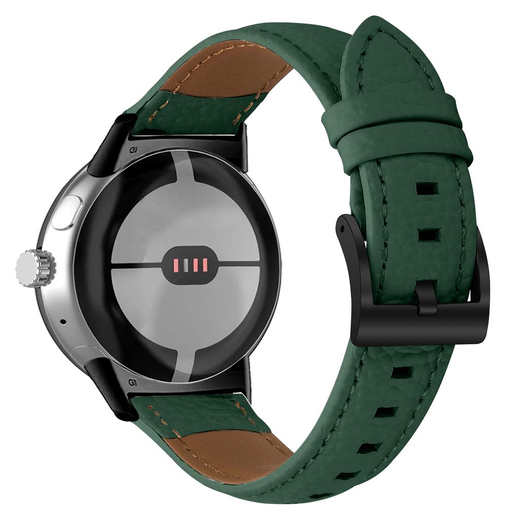 Litchi Textured Genuine Cow Leather Strap with Electroplated Buckle for Google Pixel Watch 4/3/2/Watch 41mm Pointed-End Watch Band