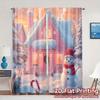 2pcs  Curtains Cute Snowman Pink House Christmas (3) Fashionable Modern Curtains Prints Light Filtering Curtains Decorations