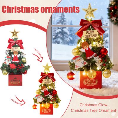Árvore de Natal de Mesa em PVC com Luzes de Cordão (baterias não incluídas), Decoração Artificial Exquisita, Adequada Tanto para Uso Interno Quanto Externo.