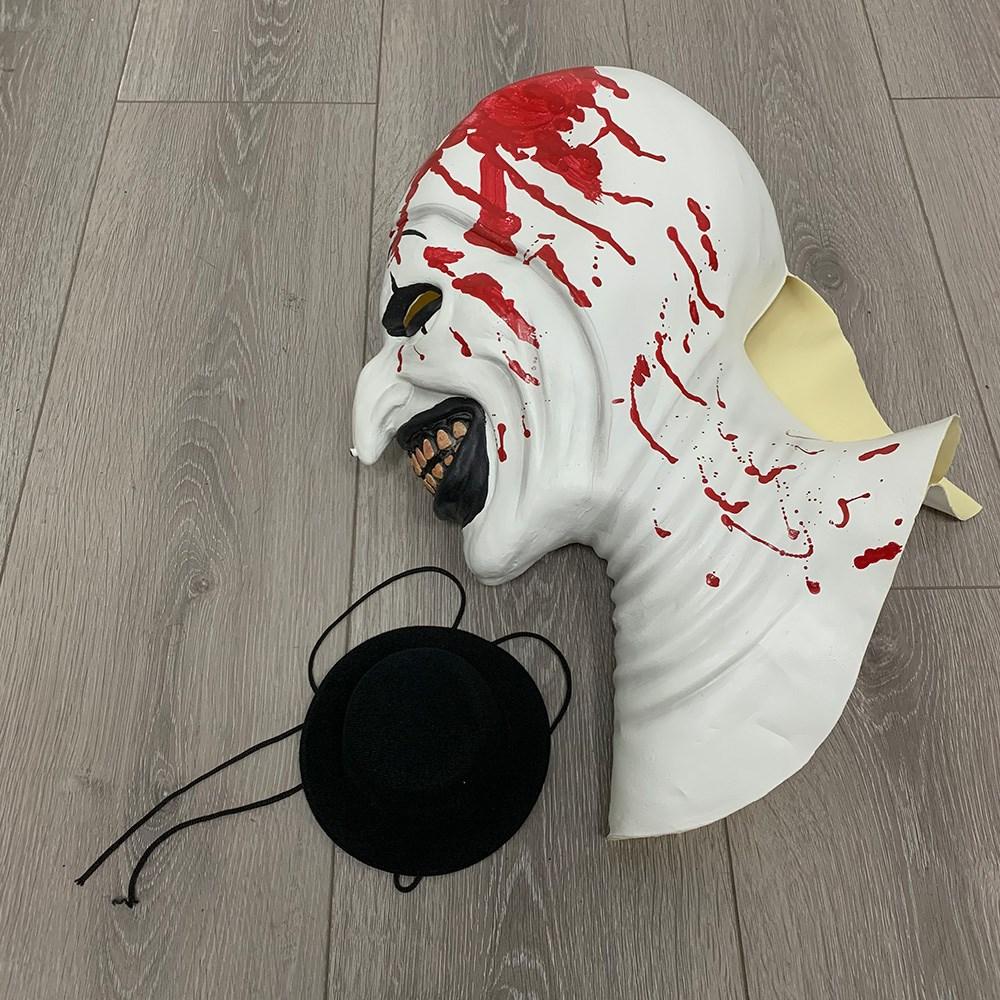 Horror Terrifier Art The Clown Mask Cosplay Creepy Bloody Demon Evil Joker Hat Latex Helmet Halloween Party Costume Props