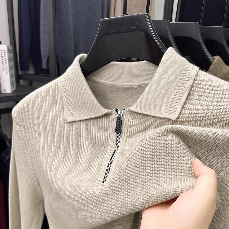 Men's 2025 Winter Jacquard Knit Half-Zip Sweater - Casual & Warm Style for Middle-Aged