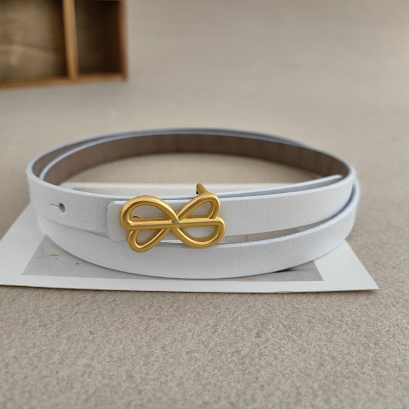 

Fashion Genuine Leather Belt For Women With Alloy Buckle For Casual And Office Wear White