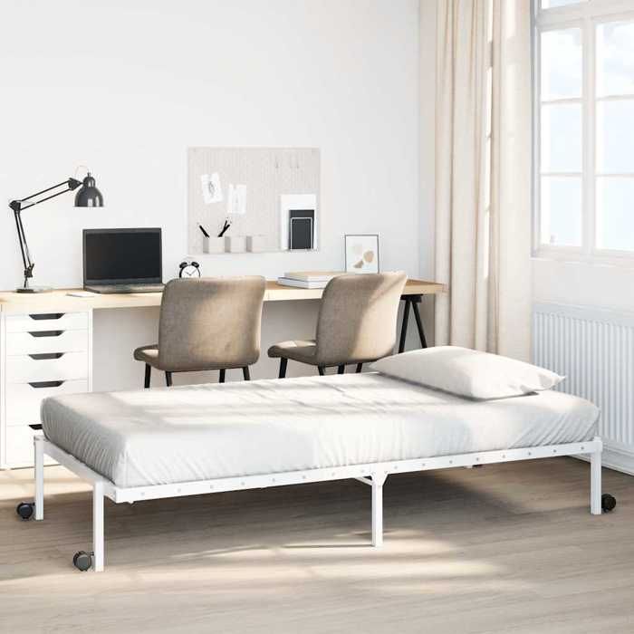 VidaXL Cadre de lit sans matelas pliable blanc 90x200 cm acier, cadre de lit en métal, cadre de lit pliable, sommier, cadre 4103967