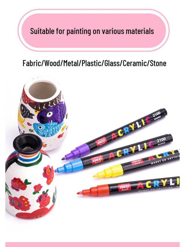 Guangna 2100 Fine Tip Acrylic Marker Set - 120/240 Colors, Press-Type, Water-Based for Students