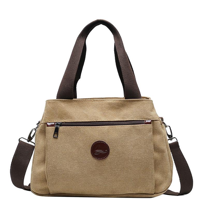 Retro casual women's bag canvas women's hand-held shoulder messenger bag women's large-capacity multi-compartment canvas bag