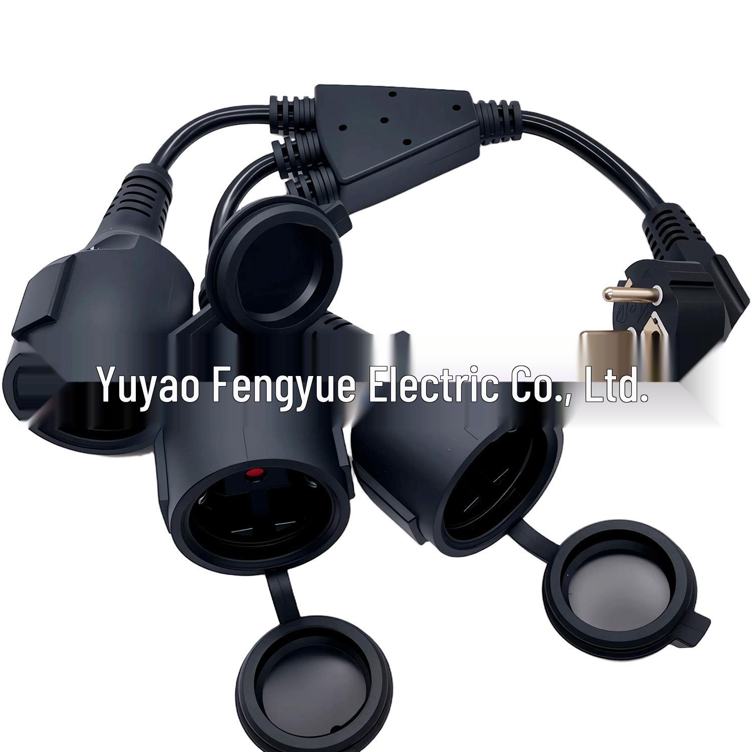 

38CM Black European Standard 3-Way Extension Cord, European Style Three-Pin Plug, 3-Core 1.5 Square. чорний