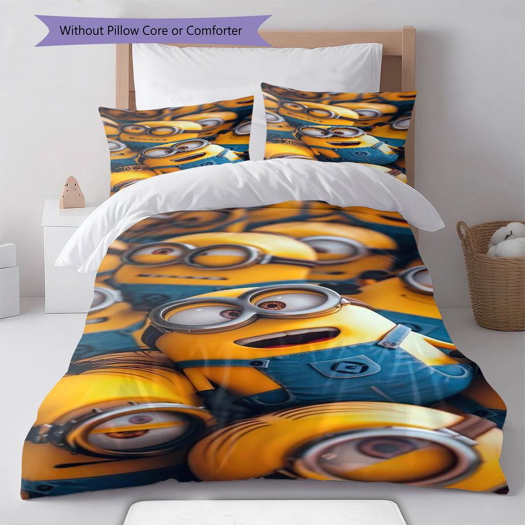 Minions Themed Printed Bedding 3PCS Cute Cartoon Suit For Children Boys Teens Bedroom Home Decoration