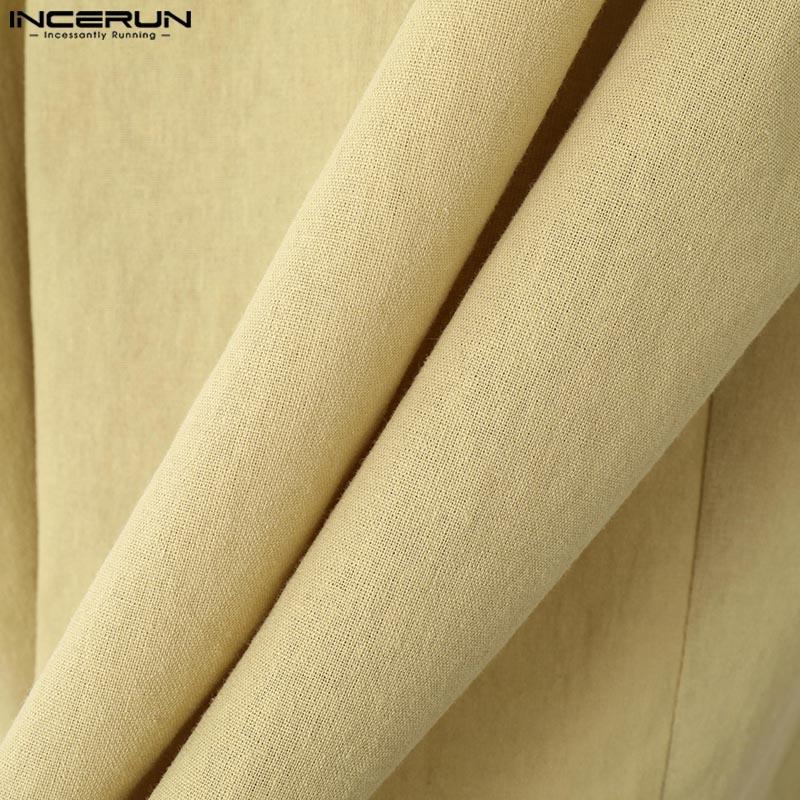 INCERUN Men Long Sleeve Front Cross Casual Irregular Tops Shirts