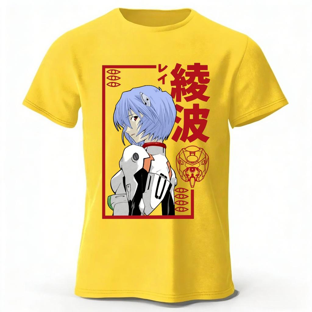 Anime Neon Genesis Evangelion Rei Memorial Edition Pure Cotton Short-Sleeve Men Women Casual Loose Comfortable Sports T-Shirt