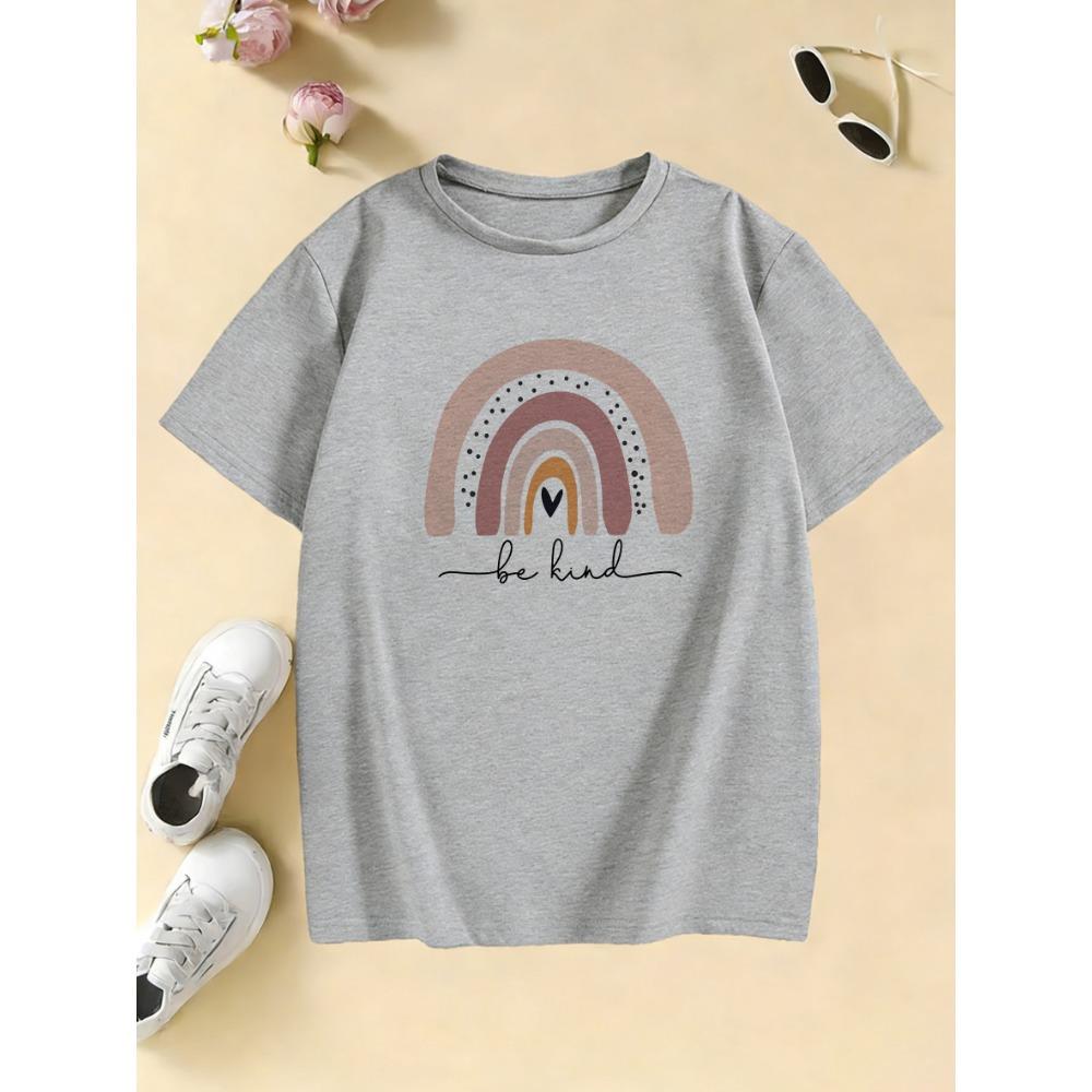 Funny Rainbow Cartoon Print Stylish Design T Shirts Kids Children's T-shirt Boys Girls Summer Spring Casual Top Tee