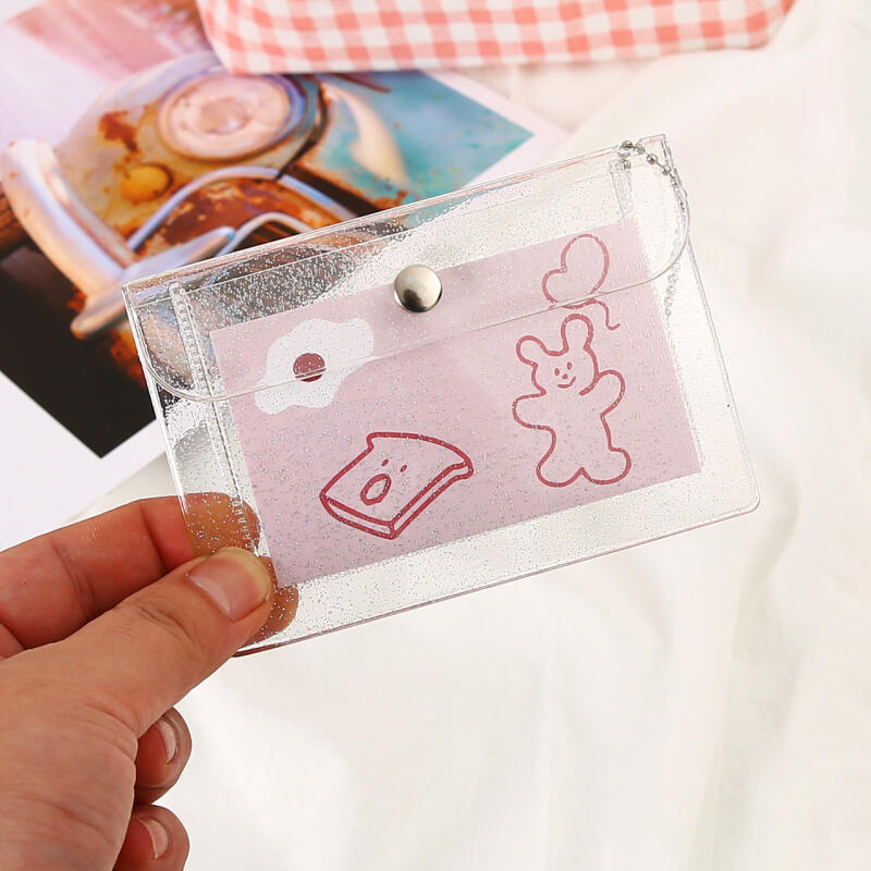 PVC transparent transportation card photocard education fee swimming pool wallet pouch