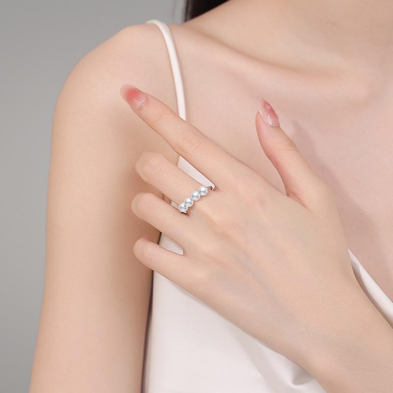 Women's Adjustable Retro Pearl Ring - Trendy Open Index Finger & Joint Style