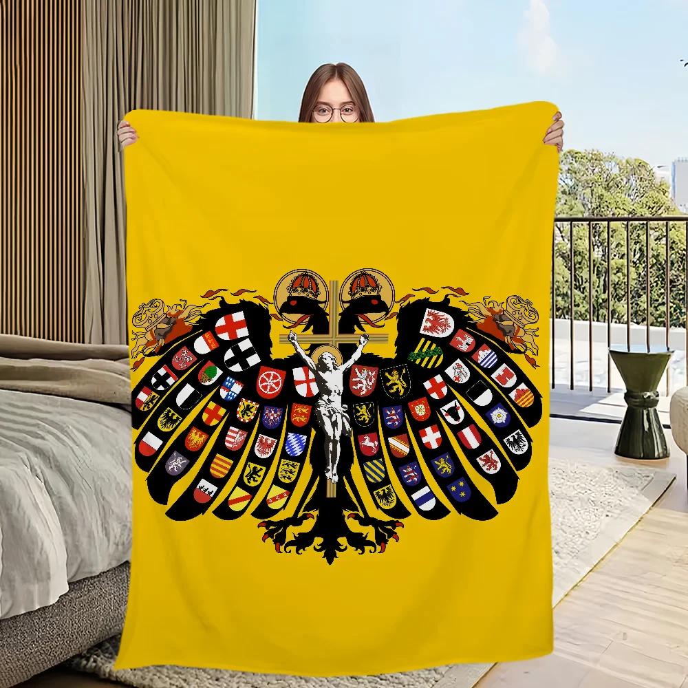 Art Flag Flannel Warm Comfort Soft Plush Throw Blanket for Sofa Living Room Prussia Office Bedroom Travel Gift SingleSided Print