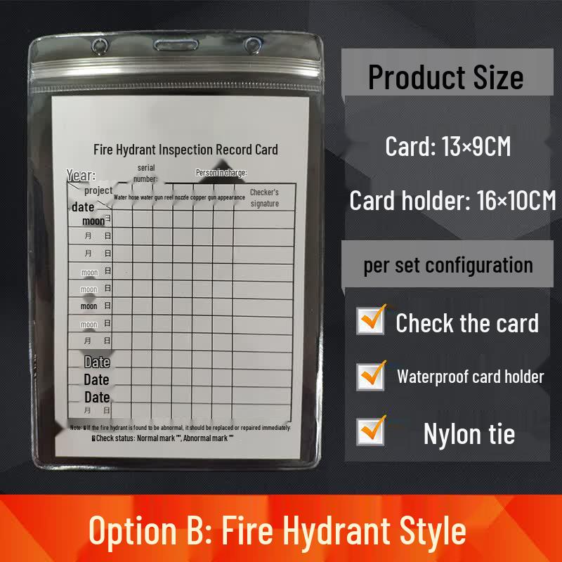 Fire Equipment Inspection Card with Waterproof Holder