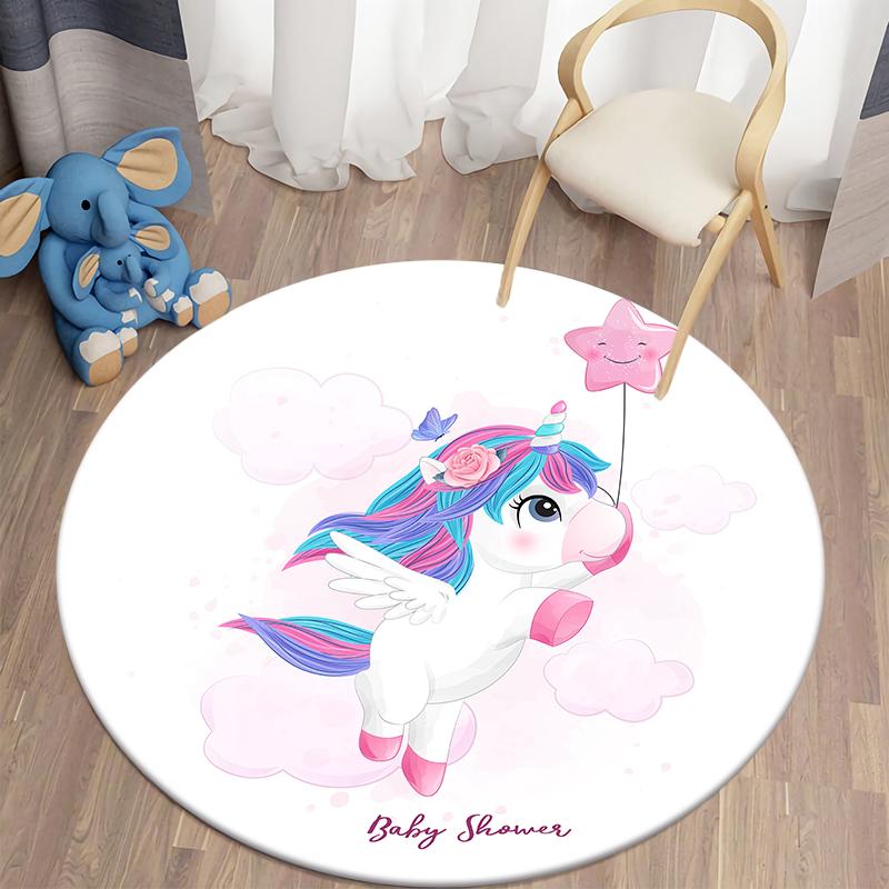 Unicorn Kids Rugs for Living Room Rugs Kids Animal Rugs Kids Games Round Rugs In Kids Room Home Decor Floor Mats