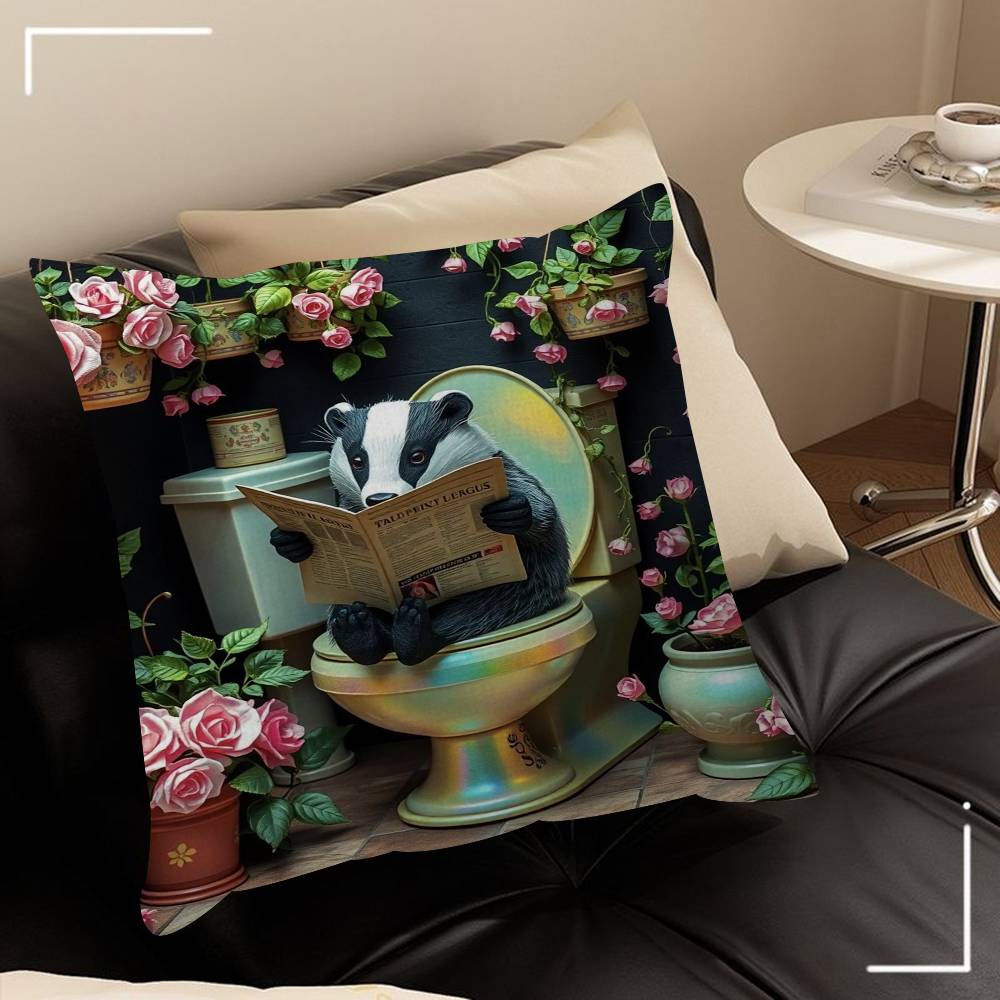 Creative Animal Toilet Flower Cushion Cover Pillow Cover Decor Pillowcase Printed Cushion Case For Couch