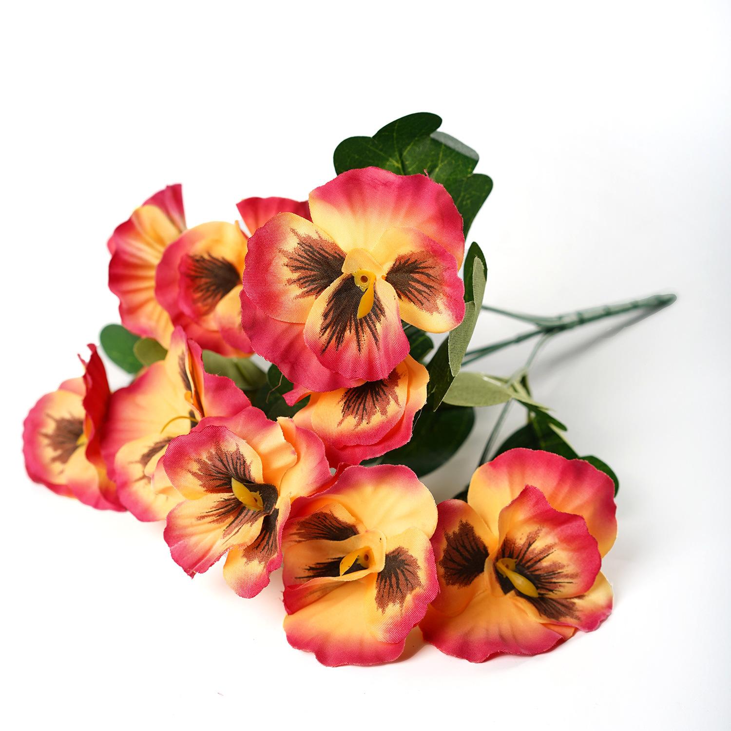 

Искусственный цветок Весенняя защита от ультрафиолета Искусственная 5-лепестковая анютина глазка Полевая маргаритка, искусственный шелковый цветок Декоративный цветок для улицы оранжевый