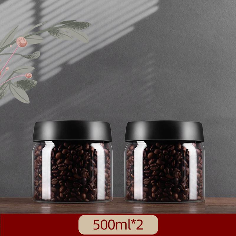 GIANXl Vacuum Sealed Jug Set Black Coffee Beans Glass Airtight Canister Kitchen Food Grains Candy Keep Fresh Storage Jar Set