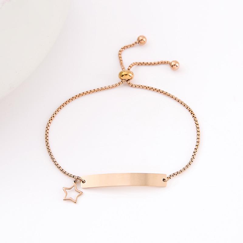 Adjustable Stainless Steel Bracelet with Laser Engraved Butterfly and Curved Plate