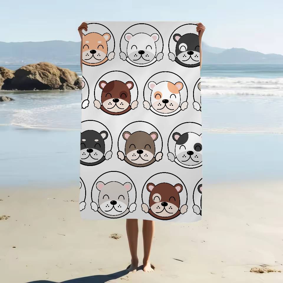 Cartoon Hund Aufdruck Strandtuch Cartoon Niedlich Sommer Kinder Großes Bade Pool Strandtuch Mikrofaser Saugfähig Zum Schwimmen Reisen