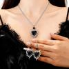 Zinc Zinc Alloy Black Necklace Earring Set Luxury Dangle Earrings Set Thorn Love Pendant Necklace  Gift
