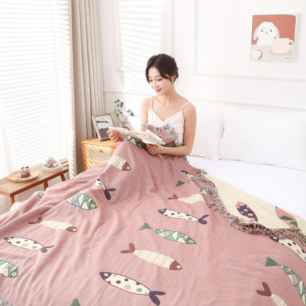 Full Cotton Gauze Blanket: Sofa, Car, Bed Use