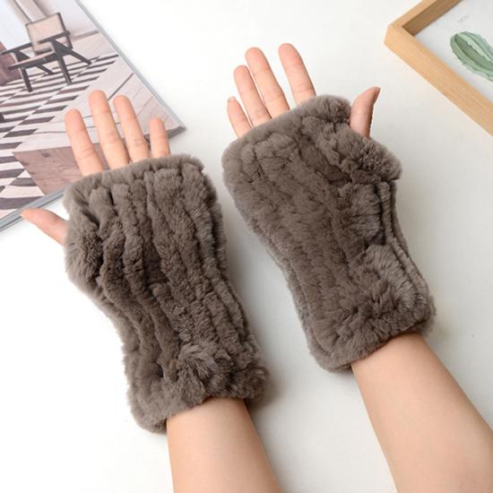 Neue Frauen 100% Echt Echte Gestrickte Rex Kaninchen Pelz Fäustlinge Winter Warme Dame Echtpelz Fingerlose Handschuhe Handgemachte Stricken Pelz handschuh