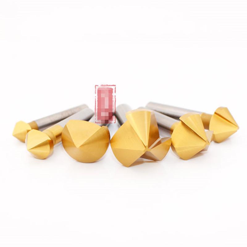 90° Titanium-Coated Chamfering Tool, Single/Three-Flute, 45° Countersink and Deburrer for Stainless Steel.