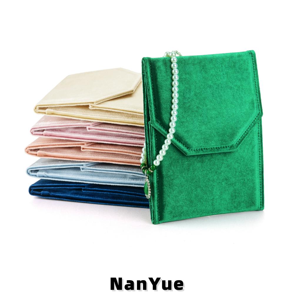 Hot Sale Luxury Velvet Envelope Jewelry Pouch Snap Button Necklace Storage Bag Pendant Gift Packaging Bag Custom Logo
