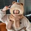 Cute capybara hat scarf gloves integrated women's winter windproof warm plush three-piece hat