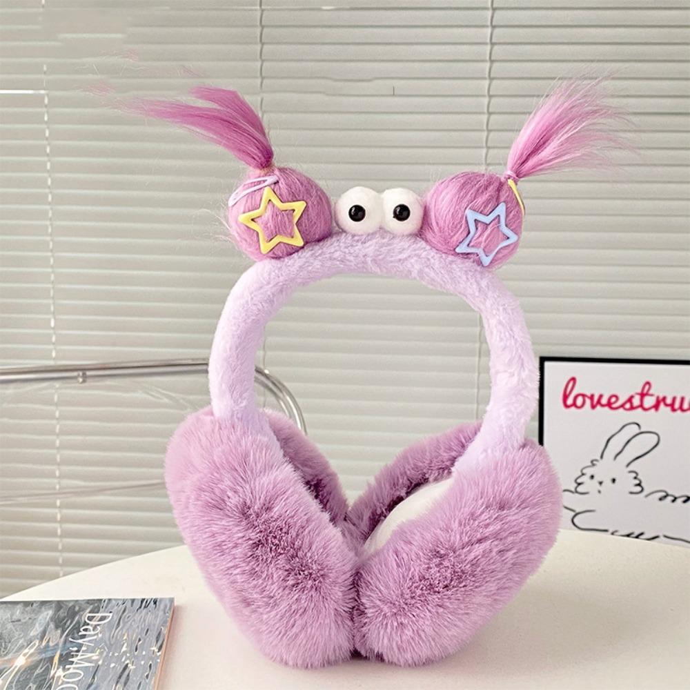 Braid Hair Cartoon Earmuffs Funny Braid Foldable Ear Cover Fashion Winter Plush Ear Cap  Cycling