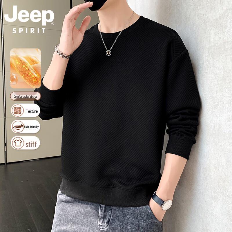 JEEP SPIRIT Men s Textured Round Neck Sweatshirt L