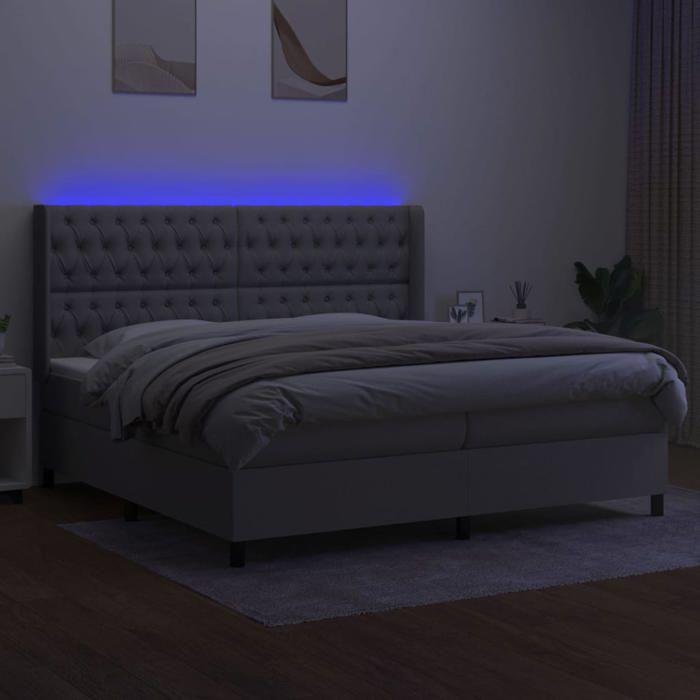 VidaXL Sommier à Lattes de Lit avec Matelas et LED, Lit Rembourré avec Tête de Lit, Lit Double, Lit Adulte de Chambre, 3138581