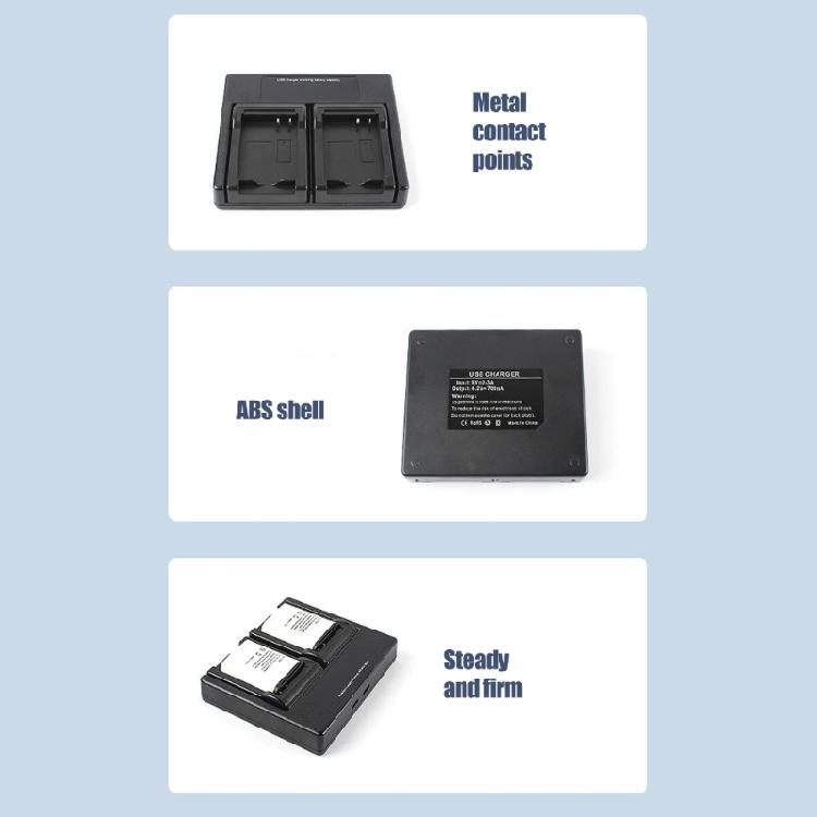 EL23 Battery Charging Station with Status Screen, Two Charging Positions, USB Input Pair for Desk Storage, Carry Use, and Camera Power