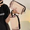 Ins Mesh Makeup Bag, Heart-shaped Storage Bag, Large Capacity, Toiletry Bag, Portable Cosmetics Storage Bag, Lightweight Design