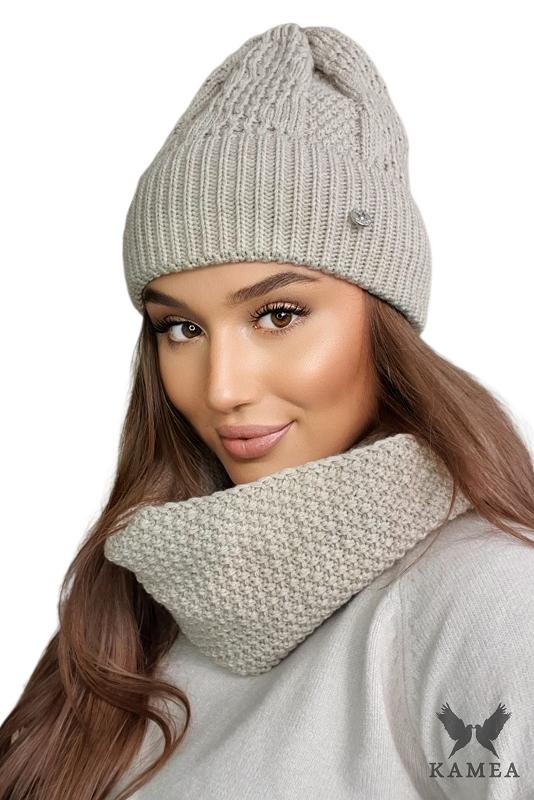 Sappho Women' Set Hat with Snood Color Beige