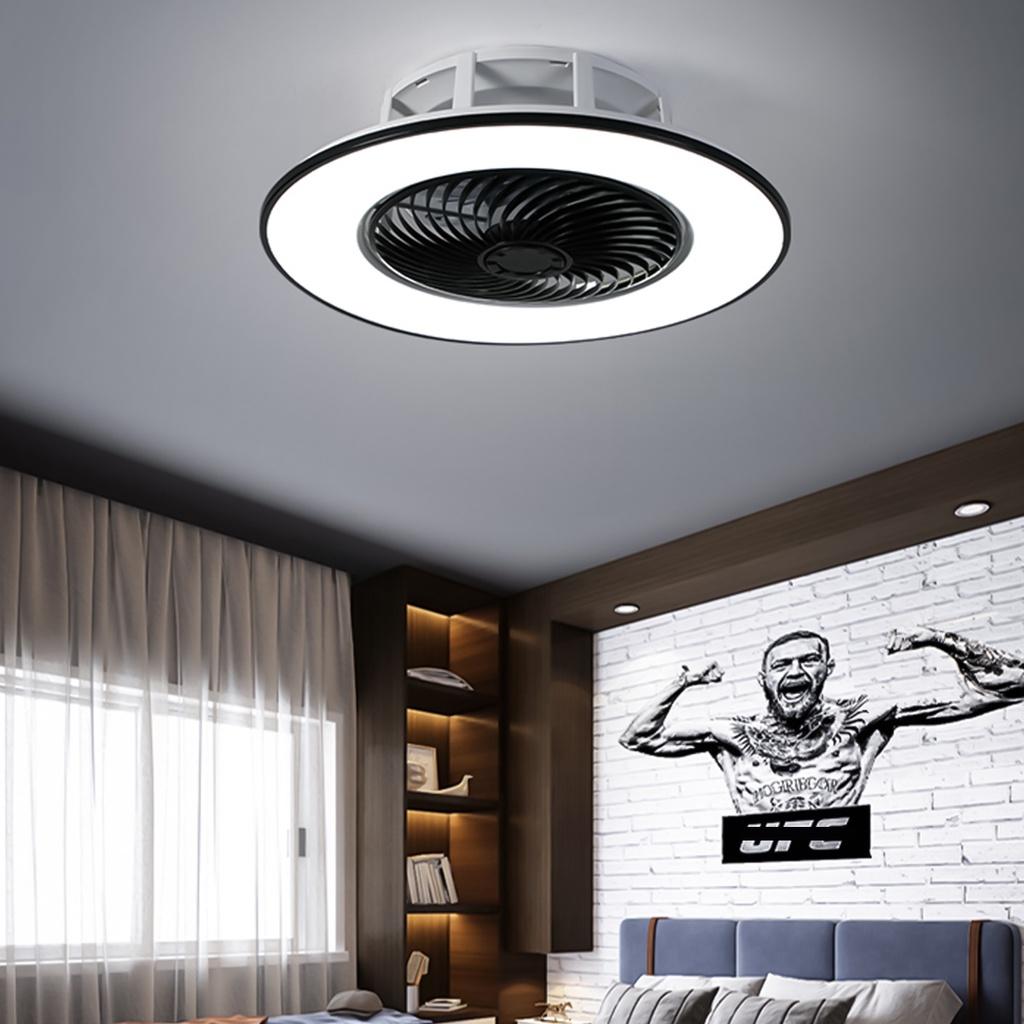 48W Minimalistische Deckenleuchte Runde Lüfterlampe Moderne LED-Deckenventilatorlampe Esszimmer Schlafzimmer Wohnzimmerlampe Mit 2,4G Fernbedienung