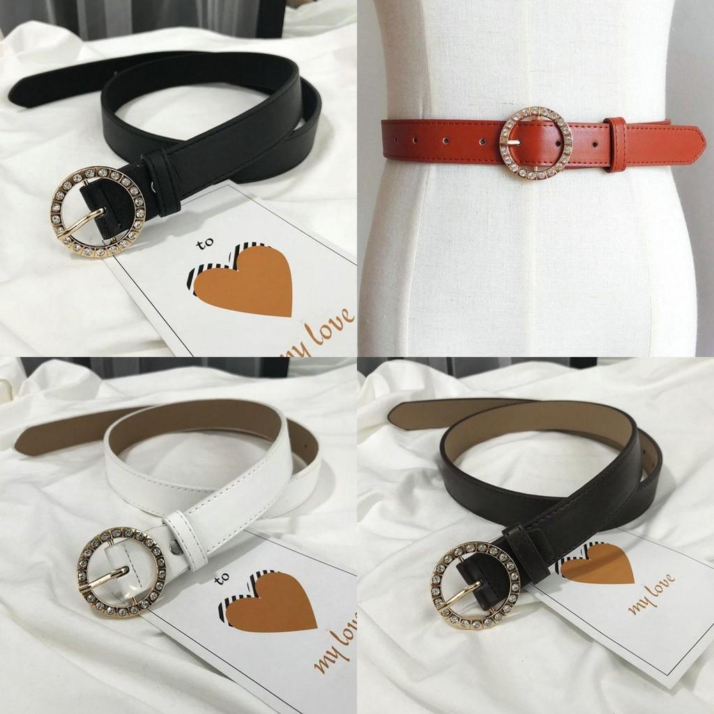 Elegant Rhinestone Round Buckle Women's Waist Belt Perfect For Fashionable Student Style