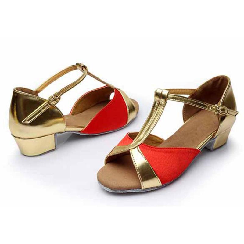 Low Heel 3.5cm Girls Kids Latin Dance Shoes Sequins Salsa Modern Tango Party Ballroom Dancing Shoes