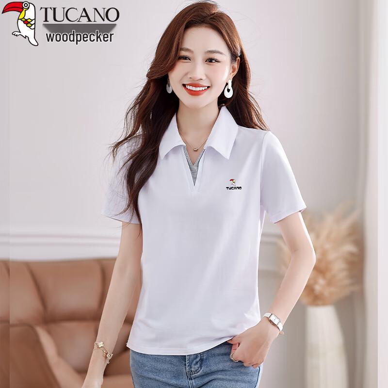 Woodpecker Women's Summer V-Neck Polo T-Shirt