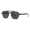 Double-beam frameless square sunglasses, retro metal trimmed sunglasses, unisex driving sunshades.