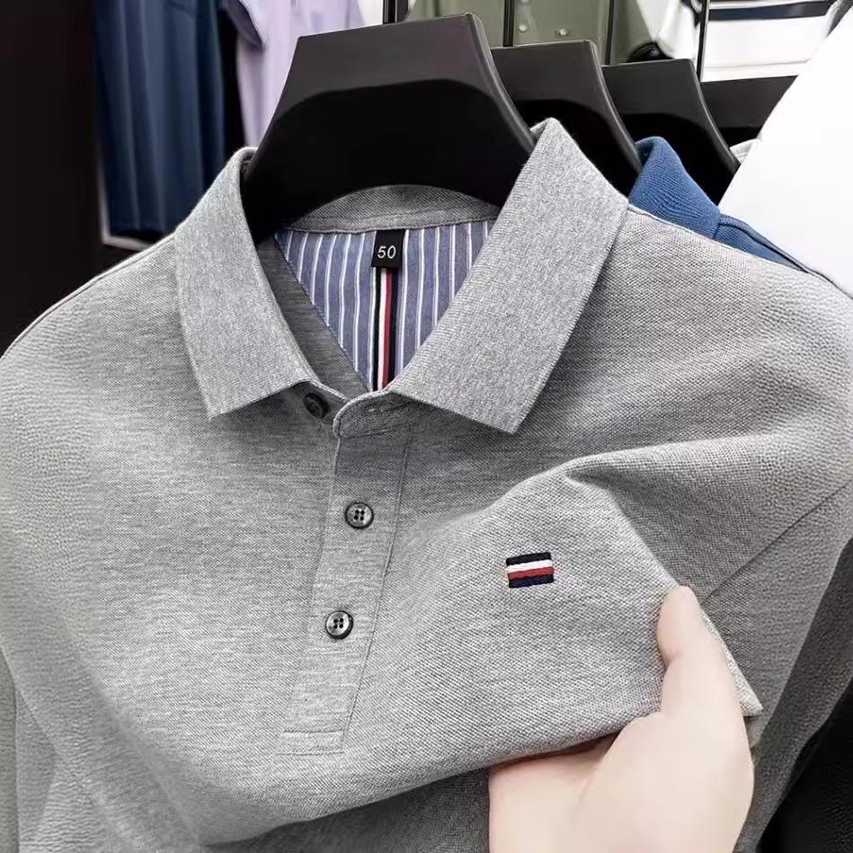 Męskie letnie polo casual 2024 z kołnierzykiem typu turn-down - koszulka z krótkim rękawem