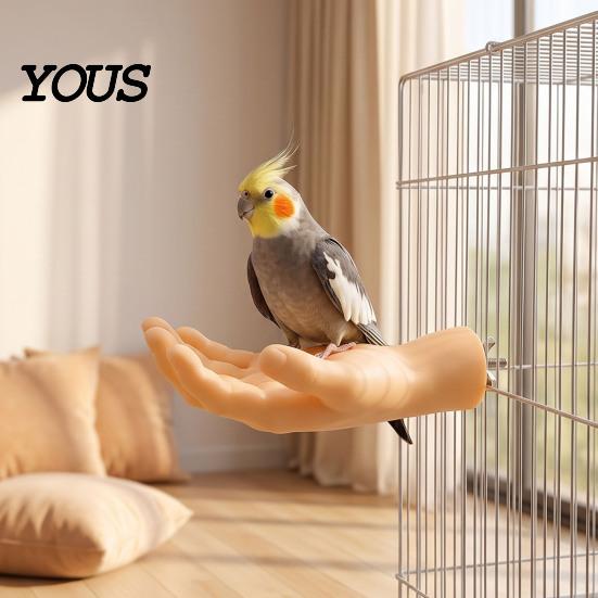 Cockatiel Resting Platform Hand-Shaped Parrot Perch, Realistic Hand Stand with Screw Fastener, Bird Training Perch for Birds Cage Budgie